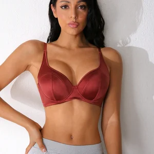 Wholesale High Duty Fashion Design Satin Female Push-Up Underwire Bra with Breathable Adjusted Straps Floral Pattern Knitted