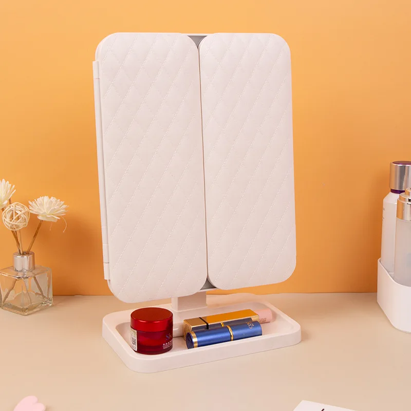 Hopfällbar sminkspegel LED-ljus 3-tonsljus sminkspegel 2X/3X förstoringsglas 360 graders justerbar uppladdningsbar