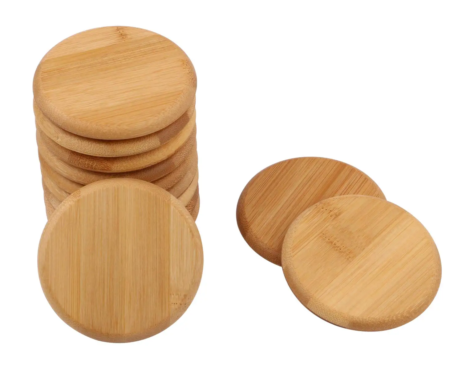 Natural Decorative Bamboo Lids,Dustproof Creative Cover Wooden Silicone Mug  Cup Cover For Mug Jar,4pcs (8cm/3.15'')