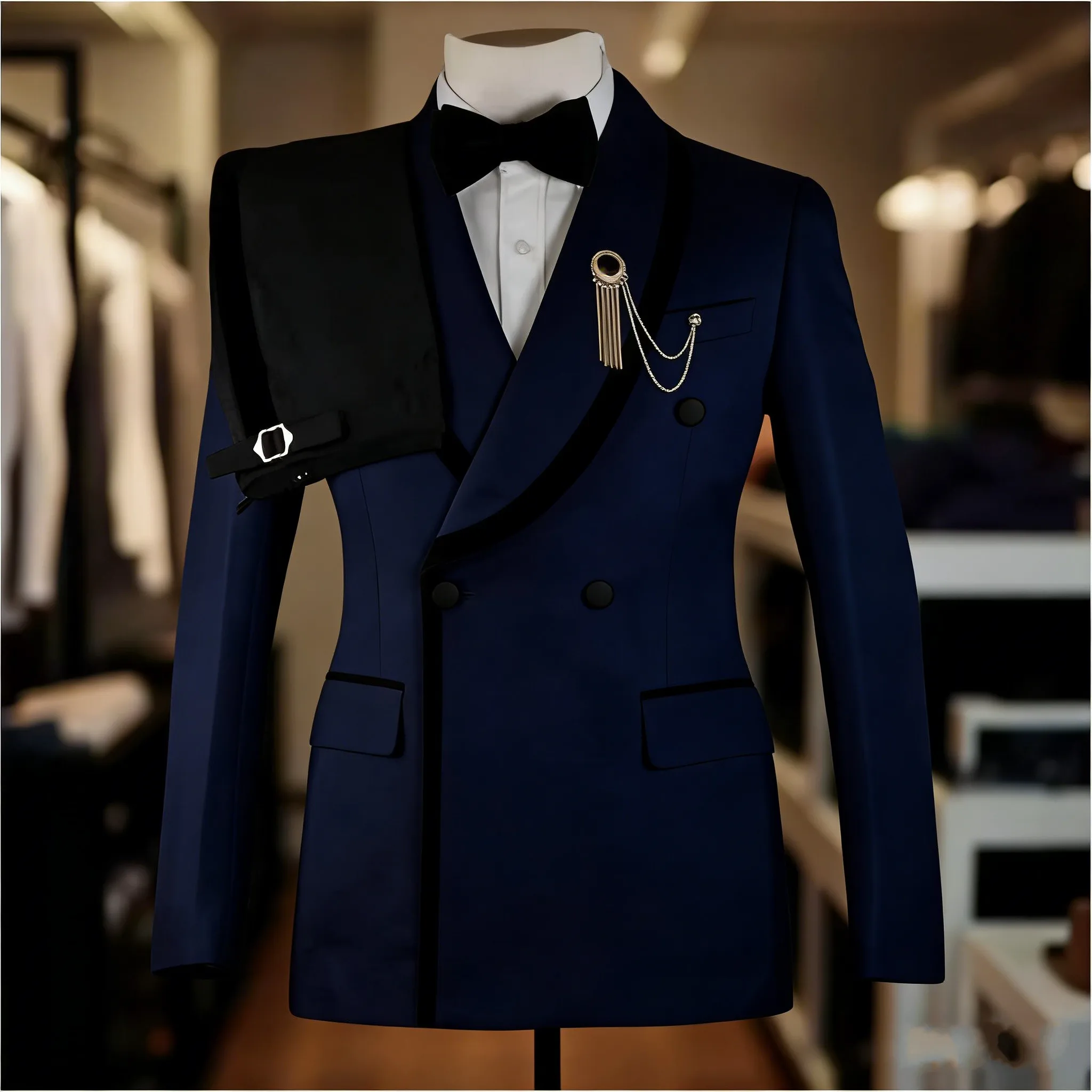 2026 New lb Suits for Men 2 Pieces Double Breasted Groom Tuxedo Formal Shawl Lapel Custo aperçu 12
