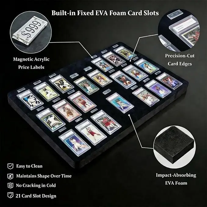 Aluminum Card Show Display Case, LED Lights and Lock for Display Case, Card  Display Slot for Traded Grading Card