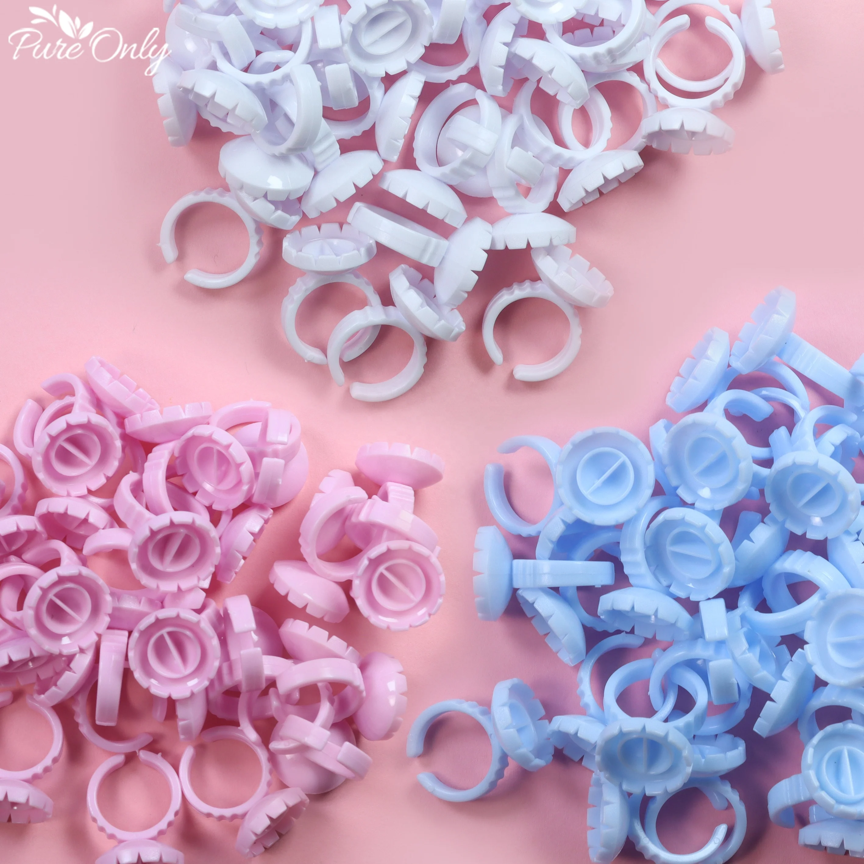 Розовое кольцо для клея, 100 шт., кольцо для клея в форме сердца для ресниц, чашки для объема ресниц, чашки для быстрого цветения ресниц