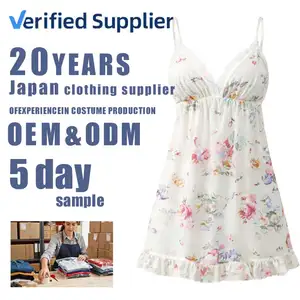 Women Sexy V Neck Nylon Satin Lace Detail Floral Breathable Soft Elegant Front Logo ODM Cami Pajama Dress