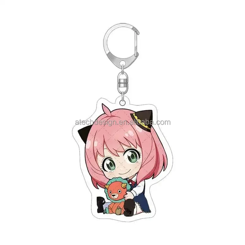Custom Acrylic Keychain Eco-friendly Cheap Price Hologram Made Acrylic Keychain Holographic Anime Glitter Acrylic Charm