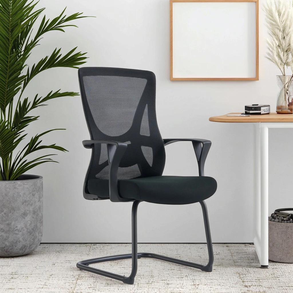 White Arched Base Minimalist Chair Integrated Lumbar Support Economy Office Home Seating 6