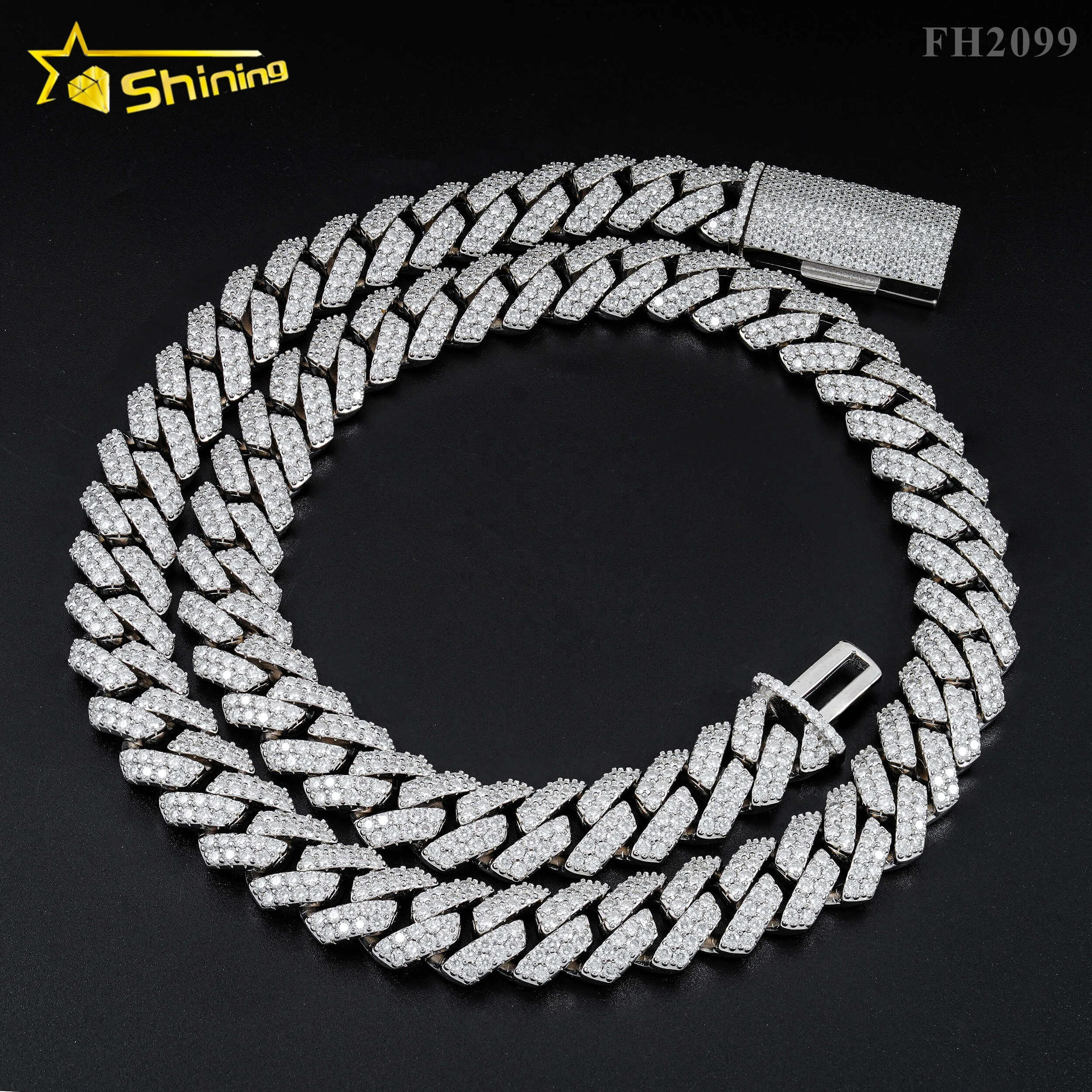 Iced Out Necklace 925 Sterling Silver 15MM Wide GRA Certificate