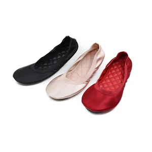 Customization Satin Material Split Sole Ballet Dancing Foldable Flat Shoes