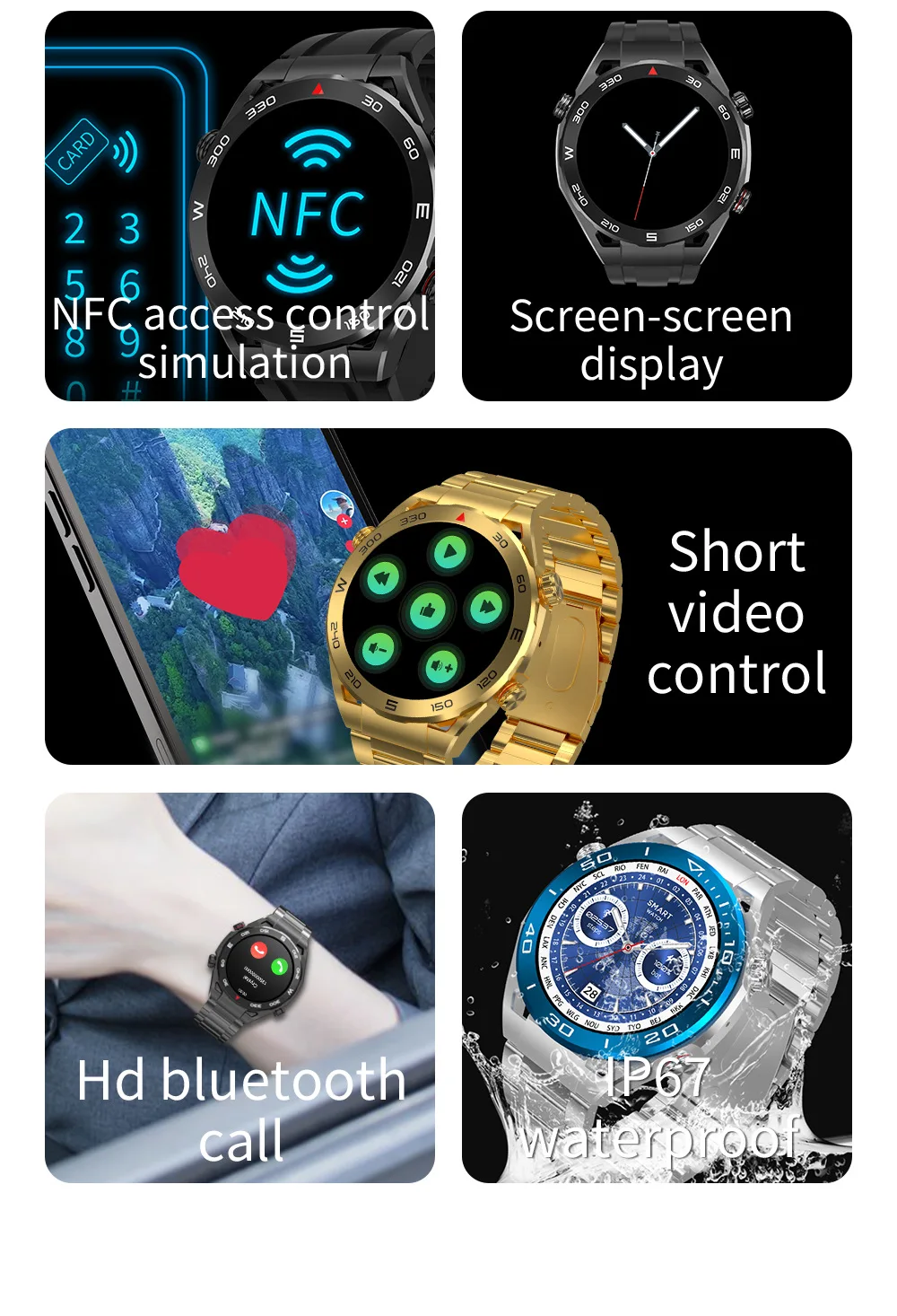 Мужские умные часы из нержавеющей стали, профессиональные спортивные часы SK4 с 1,45 дюймовым экраном высокой четкости, Смарт-часы для Android IOS