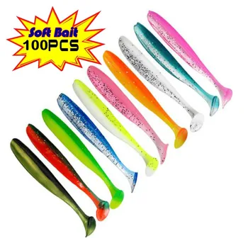 100pcs Soft Fishing Lures 6cm 7cm Soft Paddle T Tail Fishing Swim Baits Lures Soft Bait with Free Portable Box – Soft Lure – view 2