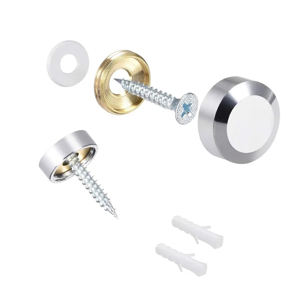 FIPUX 30 Sets Brass Decorative Screws With Caps – 9mm Mirror Screws In Bronze Finish