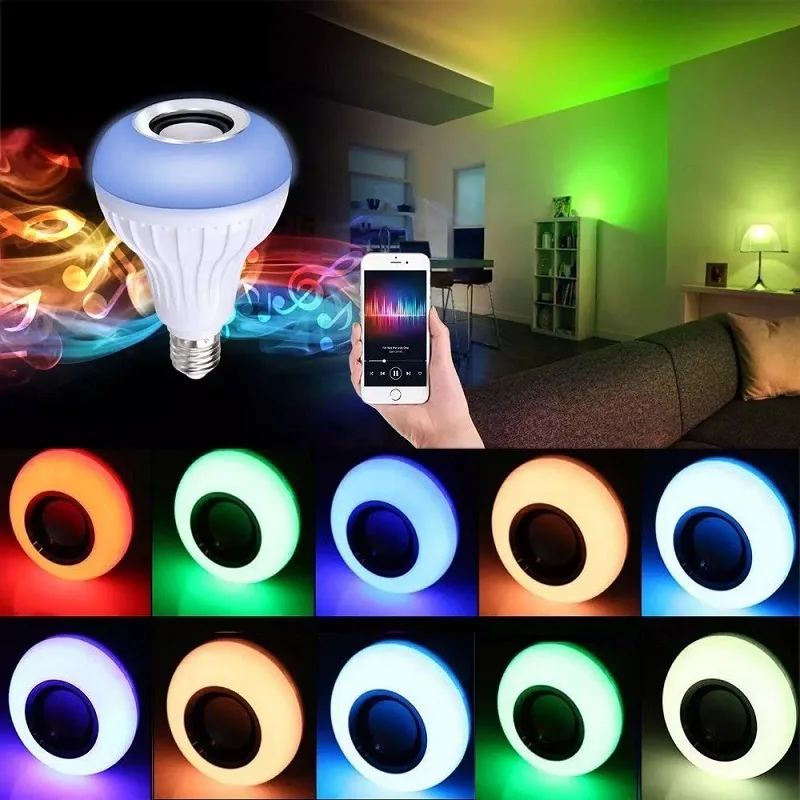 Remote Control Music RGB E27 RGBW Strobe Light Led Bulb with Speaker