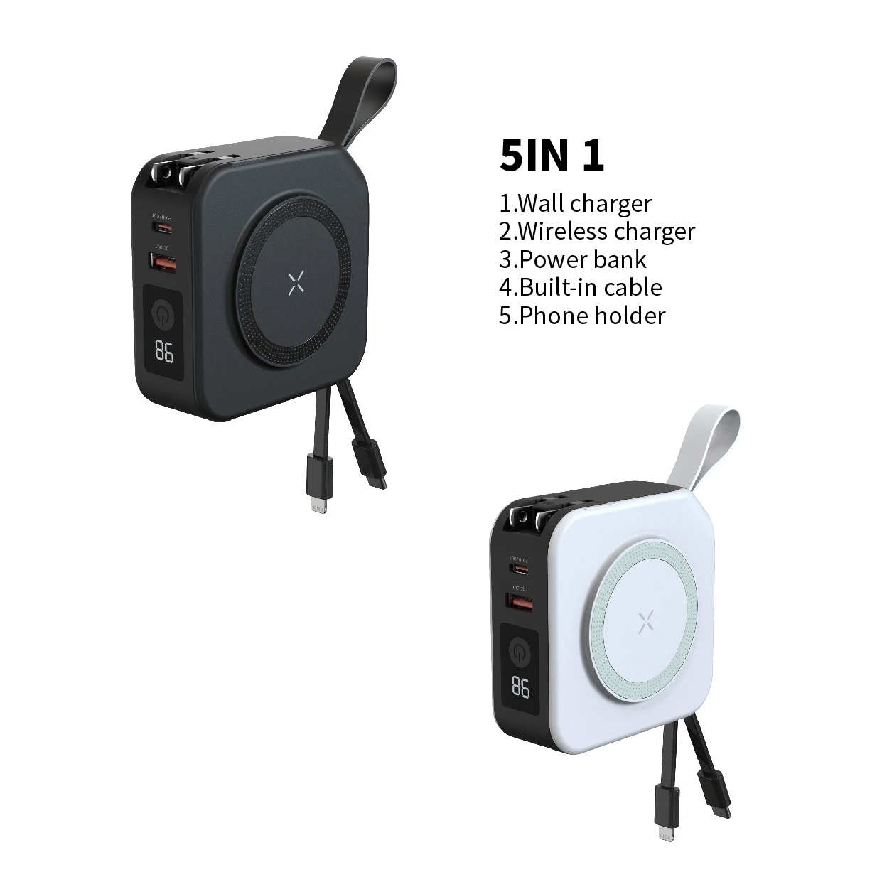 Portable Power Station Magnetic Power Bank 10000mAh Fast Charge With Cable Mobile Accessories