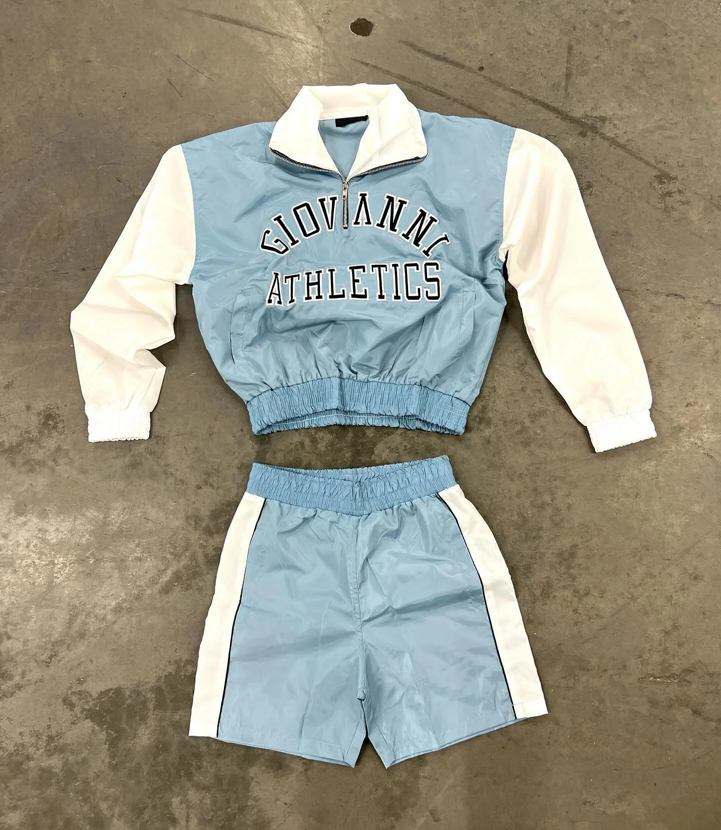 Custom Streetwear Applique Print Sports Coat 2 Pieces Set Jogging Suits Windbreaker Tracksuit Short Set for Men gallery 2