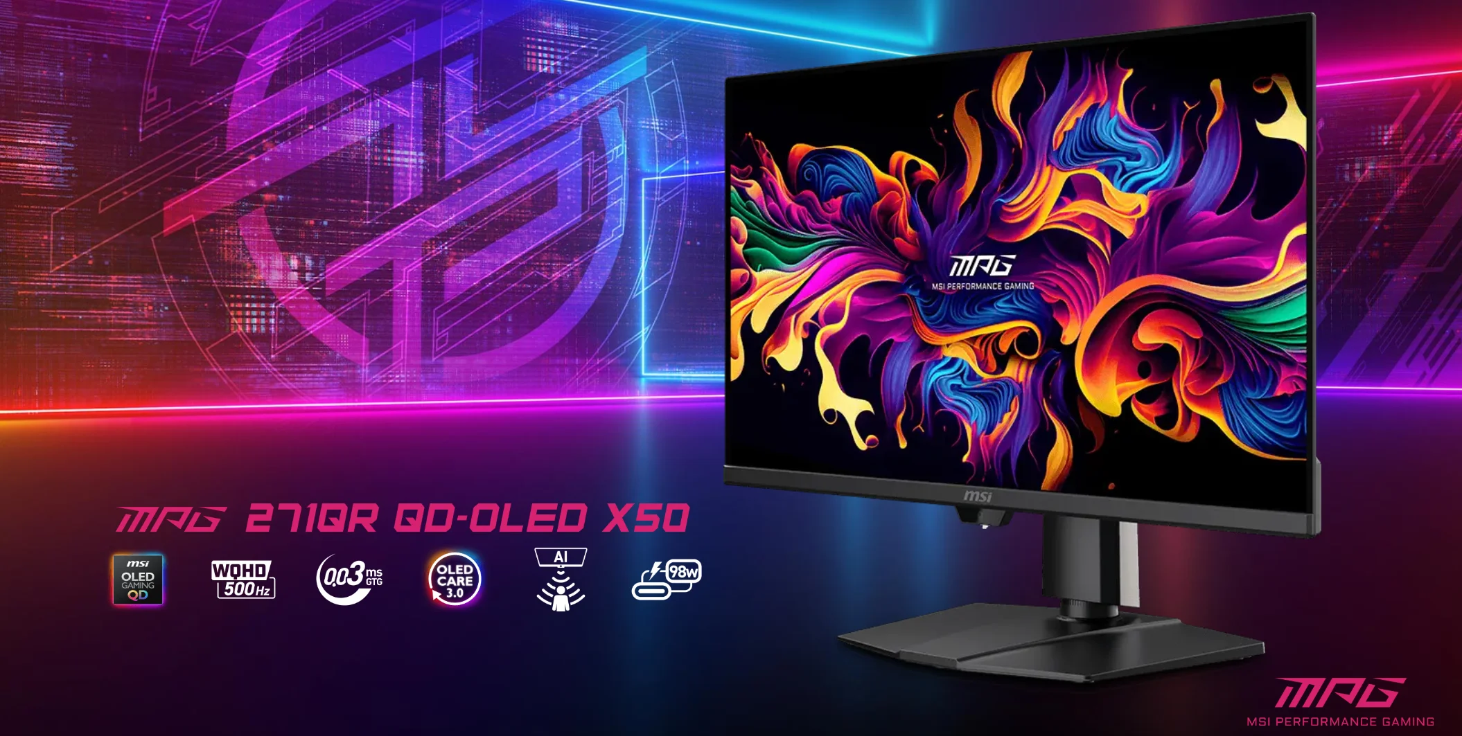 MSI MPG 271QR QD-OLED X50 26.5'' 500Hz 2560x1440 WQHD HDR Monitor