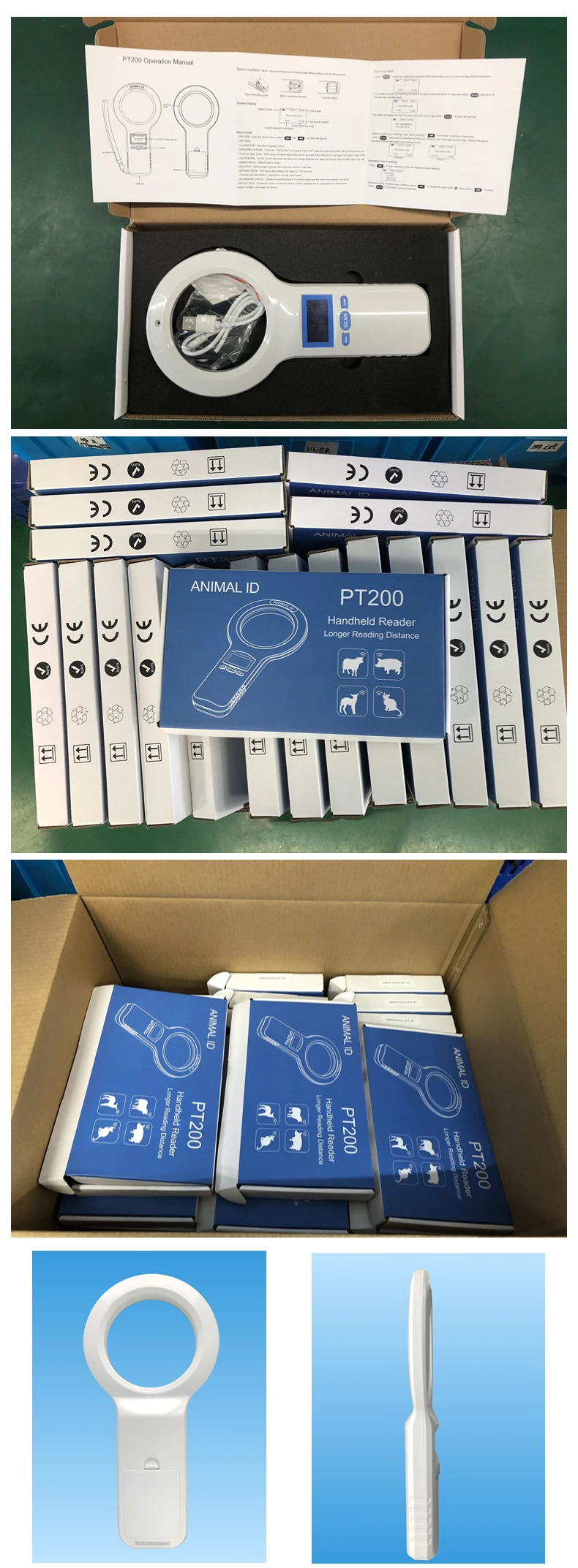 Handheld RFID Microchip Reader with ISO11784/5 FDX-B Standard 1000 Data Storage and 3 AA Battery Power