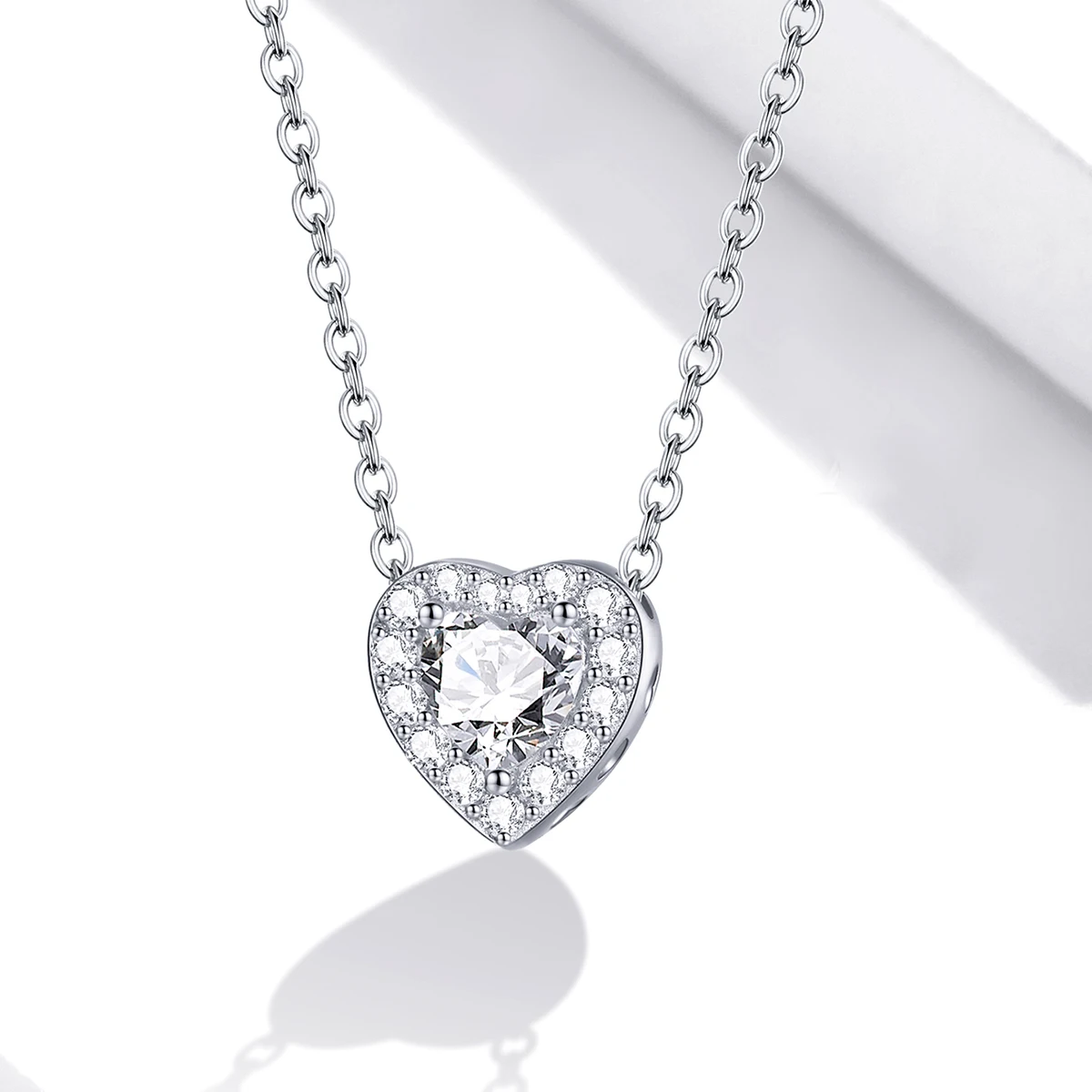 Women Zircon Heart Necklace 925 Scn455 