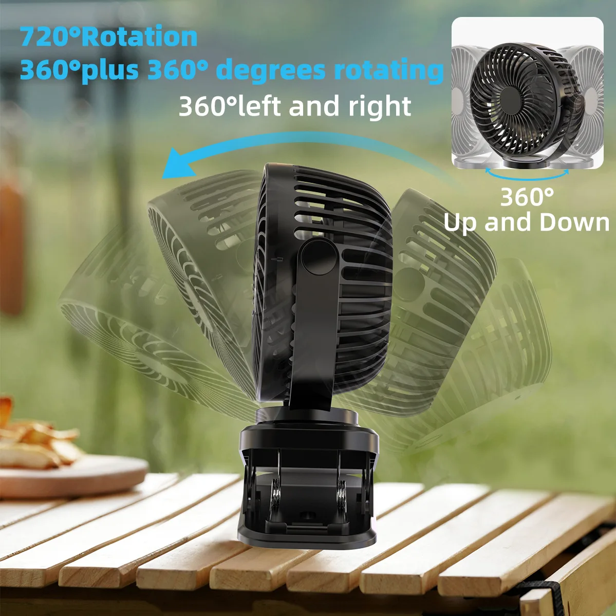 Mini Portable USB Rechargeable 5V Clip-on Fans Three-Speed Wind for Bunk Beds Car Desks Household Outdoor Hotels RVs