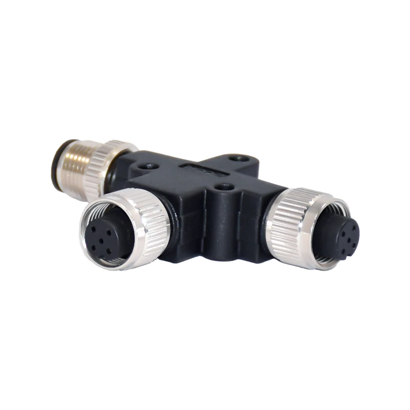 Male To Female IP67 Waterproof 5 pin M12 A code NMEA 2000 Electrical T Connector