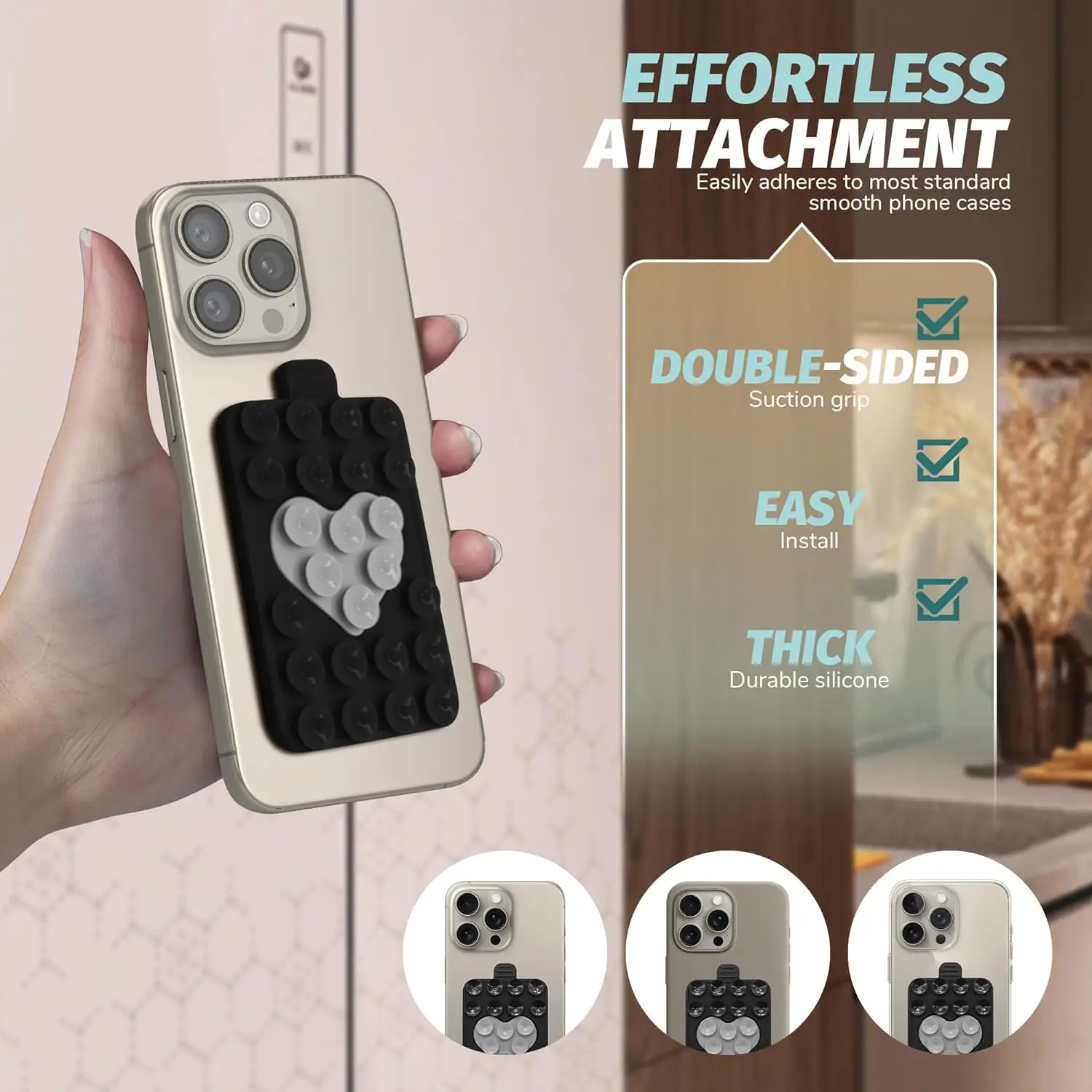 Silicon Sticky Phone Grip with Strong Suction Power Holder Removable and Reusable Suction Cup Phone Mount