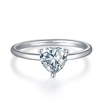 Customize 1ct 2ct 3ct 4ct D VSS1 S925 Heart Cut Ring Moissanite Wedding 1 Carat Diamond Like Engagement Rings Fine Jewelry Women