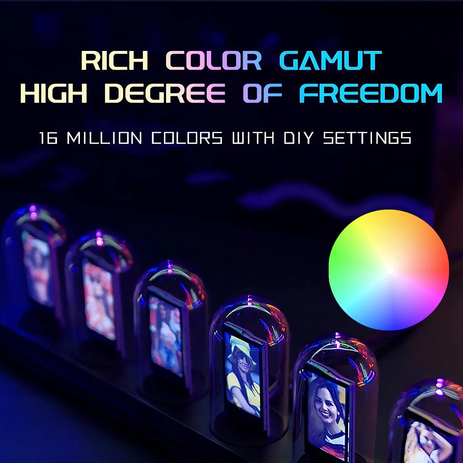 Horloge Numérique à Tube LED Style Nixie - Écran IPS Couleur - Contrôle Par App Ou Boutons - 16 Millions De Couleurs - Port USB-C