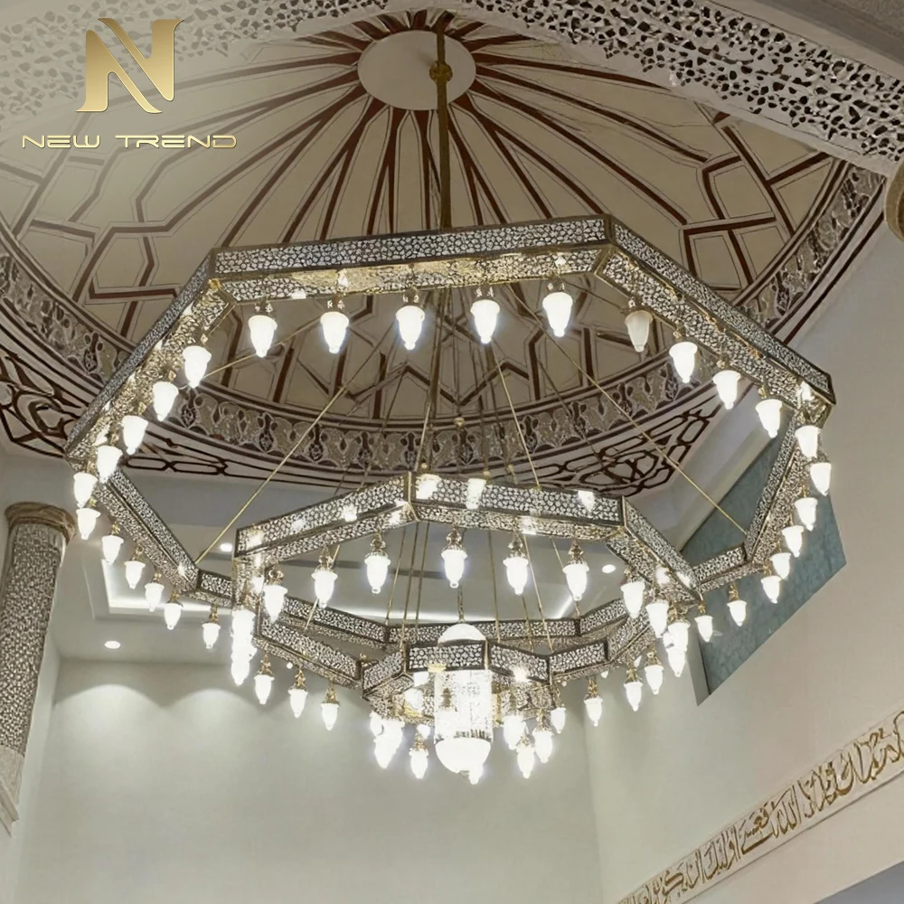 cpl-001 Oversized Islamic Geometric Chandelier – Custom LED Art Installation for Dome & High Ceiling Atrium