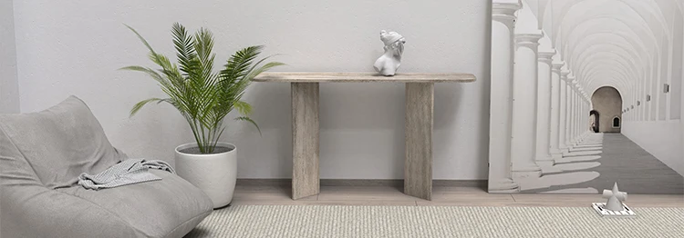 travertine console table