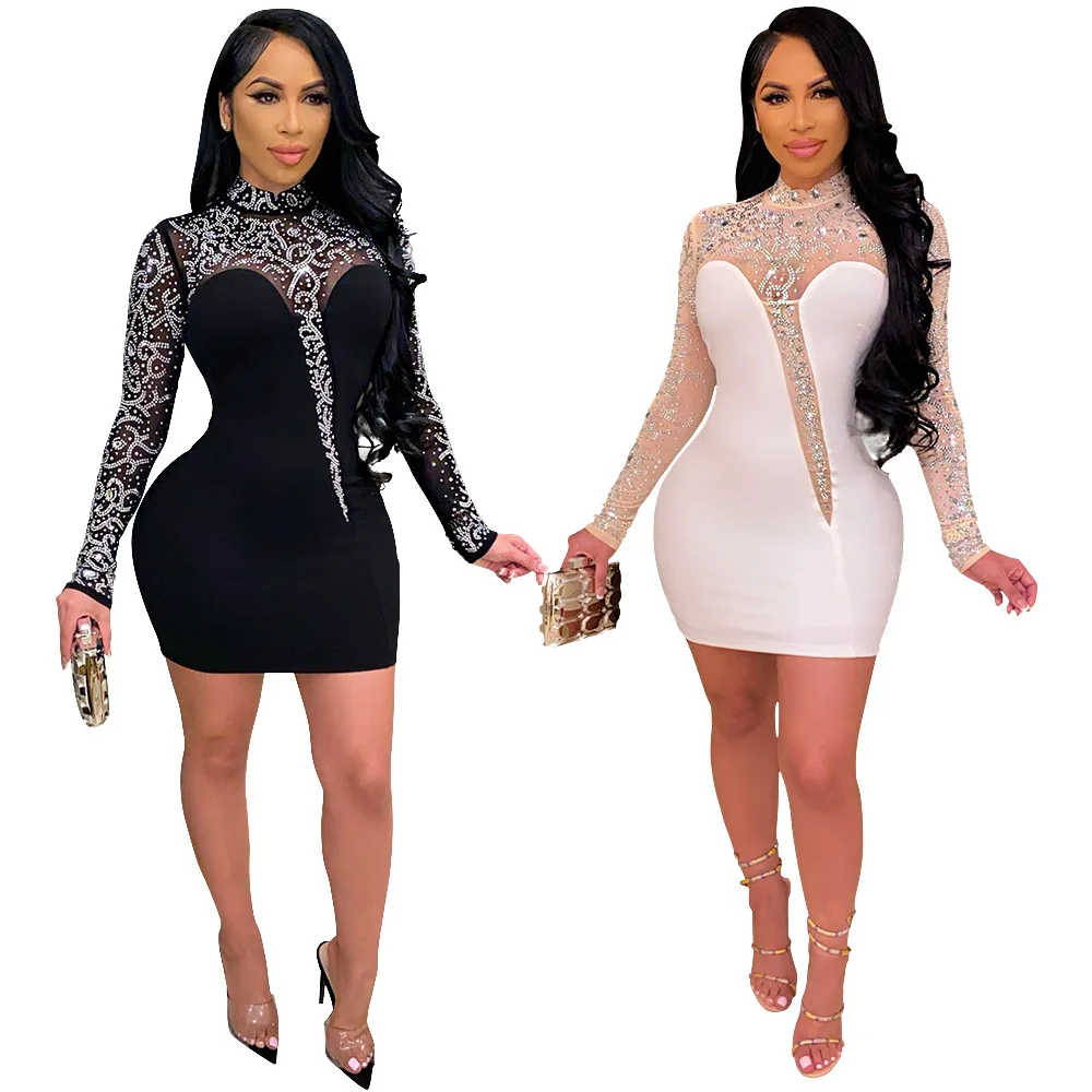 Alibaba.com: Ajis ws8025 Mini Rhinestone Pencil Dress, Long Sleeve,  Breathable Fabric: Ideal for night clubs and parties, offering comfort and  style for wholesale buyers.