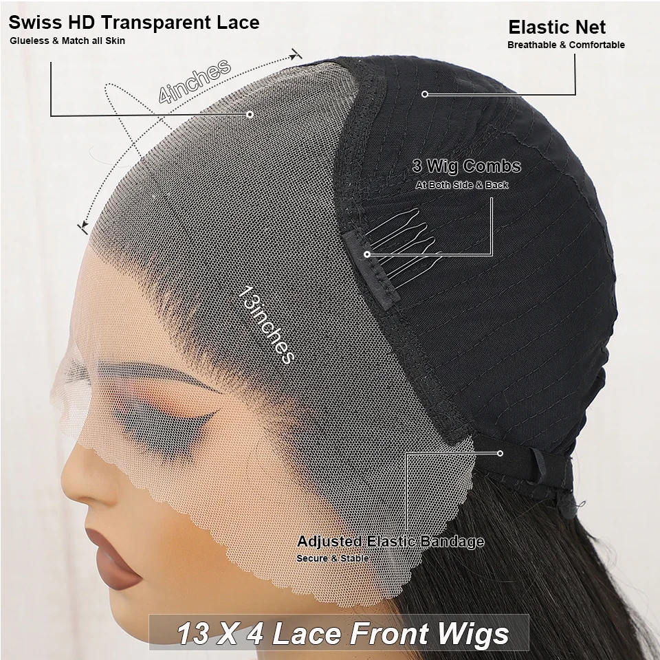 30 Inch Colored Straight Lace Front Pre Plucked Synthetic Wig 13x4 Long Lace Wigs Heat-resistant Fiber Copper Lace Frontal Wigs