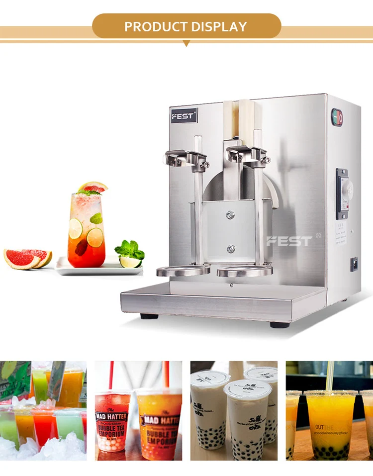 PreAsion Bubble Boba Auto Milk Tea Shaker Shaking Machine Electric  Double-cup Mixer with 4 Cups Stainless Steel 