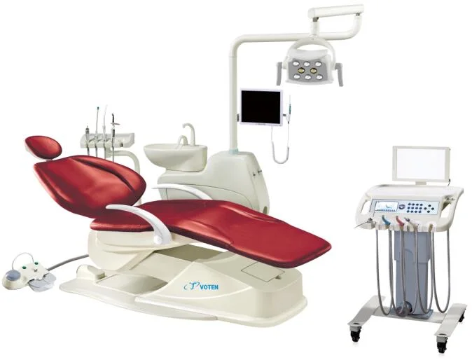 High quality dental treatment chair with memory position mobile tool tray LED bi-color lamp dental hospital equipment factory