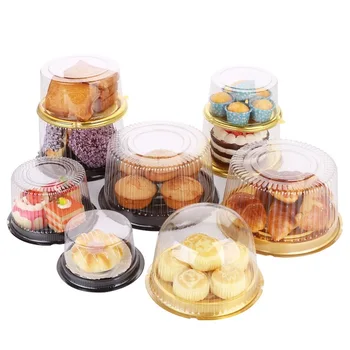 Manufacturer custom transparent round dome PET cake  box Plastic dessert container