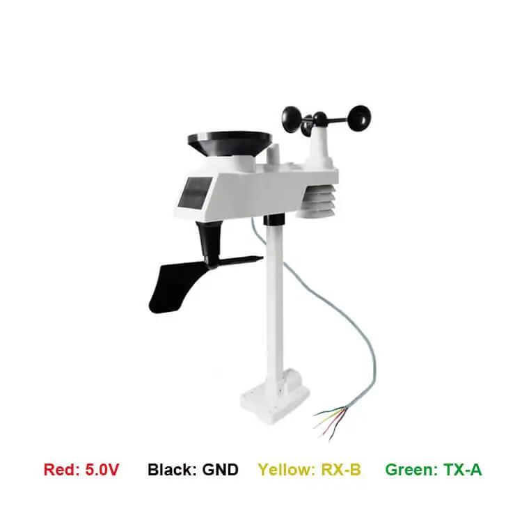 FT019T Wired Weather Station Sensor With Temperature Humidity Rainfall Anemometer UV Solar Radiation RS485 or Serial Interface