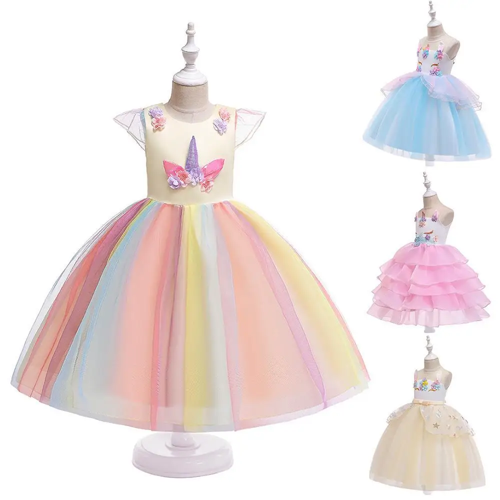 Halloween Party Sequin Unicorn Costume Dresses Children Frocks Girl
