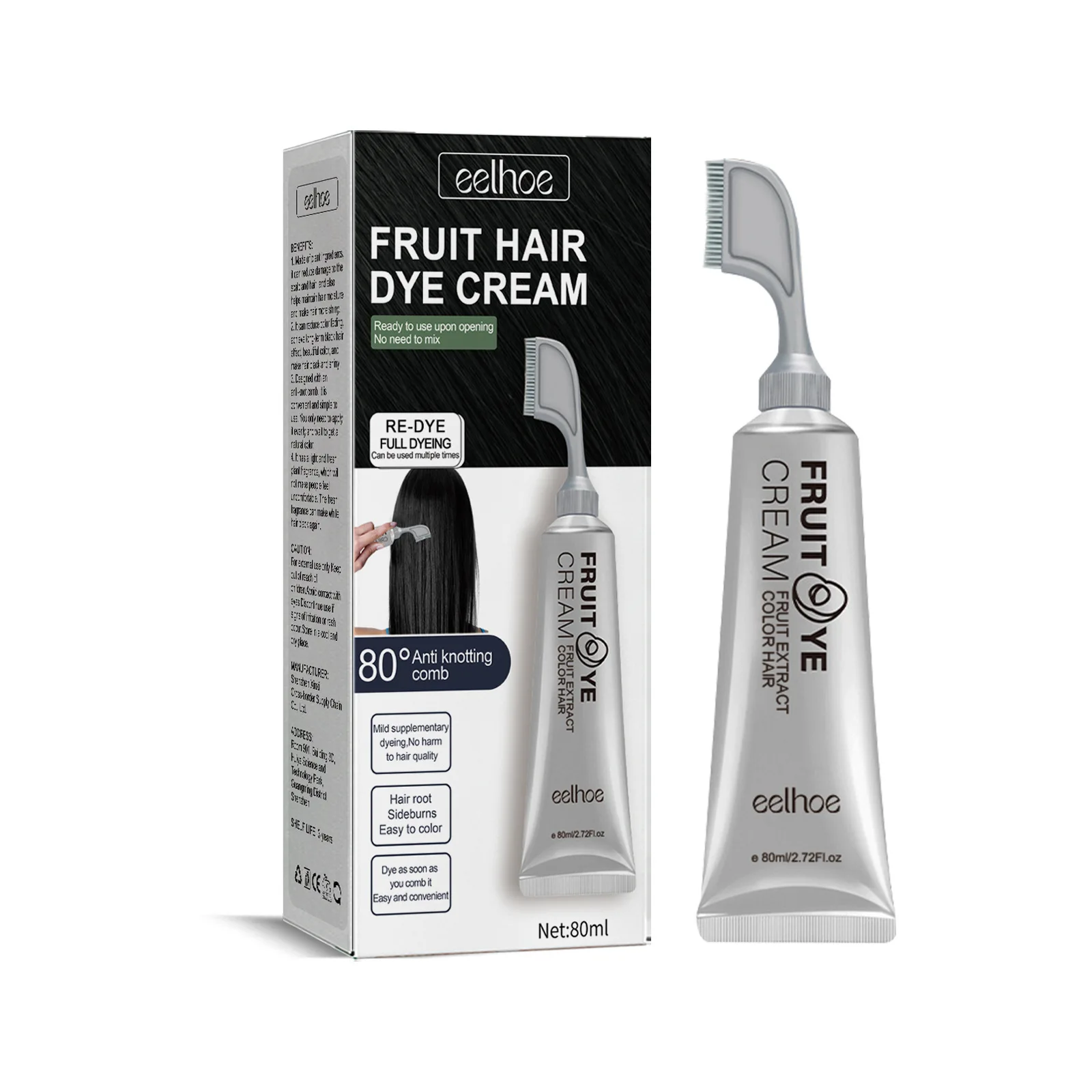 New Arrival Eelhoe Gently Long Lasting Fruit Plant Fast Acting Disposable Fruit Hair Dye Cream