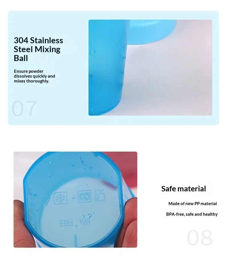 Customized Logo Plastic Protein Shake Cup Fitness Sports Water Bottle 400ml preview 2