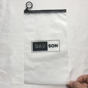plastic packaging transparent frosted slider zip lock packaging bag for clothcustom printed logo zipper