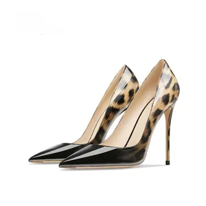 Women's Summer Fashion Leopard Print PU Strapless Slingback High Heels | Pointed Toe Thin Heels Super High (8cm+) Evening Party