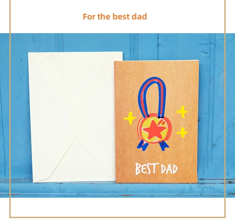 Hot Sale 15*10cm Cartoon Trophy Thank You Gift Cards kraft Paper Cute Greeting Cards With Envelope For Teacher's Day manufacture