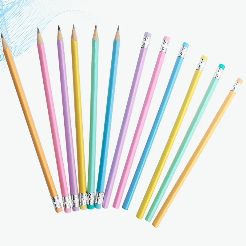 Оптовая продажа дешевая цена изготовленный на заказ Макрон деревянный подарок HB свинцовый шестиугольный круглый треугольный карандаш с