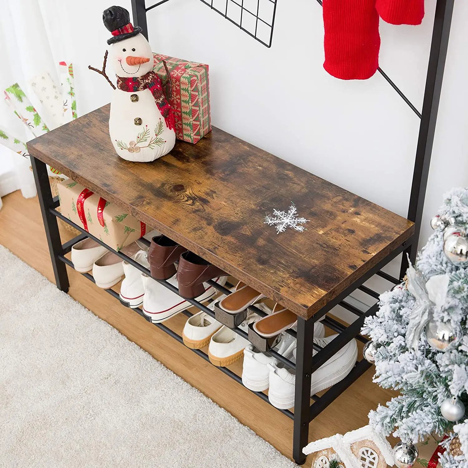 Вешалка для пальто, стоячий промышленный зал, дерево с полкой для хранения, прихожей, скамейка для обуви с вешалкой для пальто в гостиной, стенды для прихожей