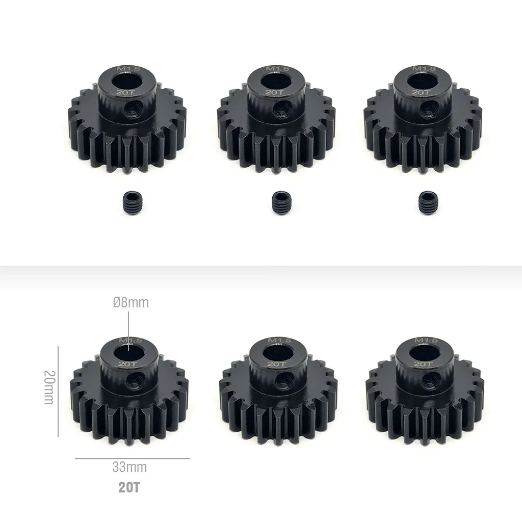 Fasizi 5pcs M1 5mm 11T 12T 13T 14T 15T Pinion Motor Gear For 1/8 Rc Car Brushed Brushless Motor