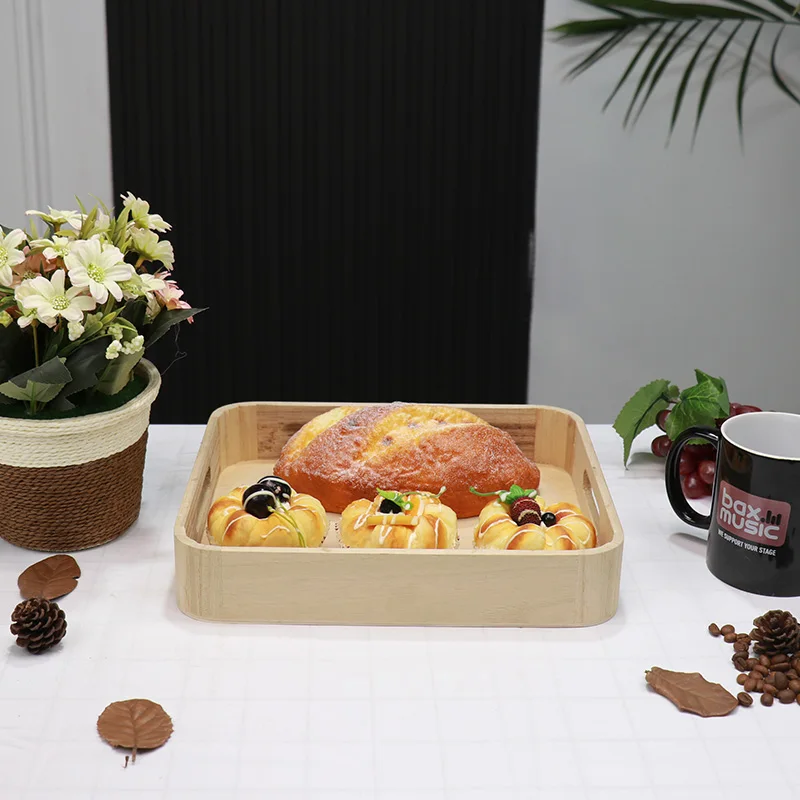 Serving Platter 3 Tier  Rustic with Metal Handles Unfinished square Breakfast Wooden Tray