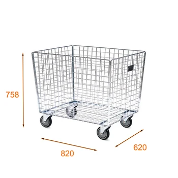 820x620xH758 220L large Wire Steel Metal Basket  Laundry cart with wheels Laundry Basket/bag With Wheels for Hotel Hospital