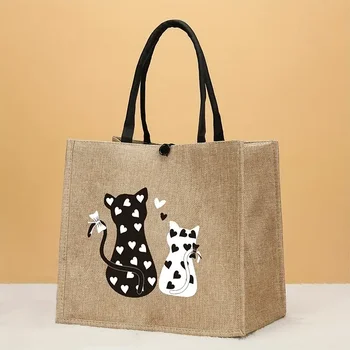 Wholesale Factory Custom Printed Burlap Handbag Eco Reusable Shopping Jute Tote Bag Jute Bags
