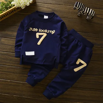 2020 Fashion 2-5 Years Casual Autumn Number Pattern Long Sleeve Baby Toddler Clothing Kids Boys Boutique Winter Clothes