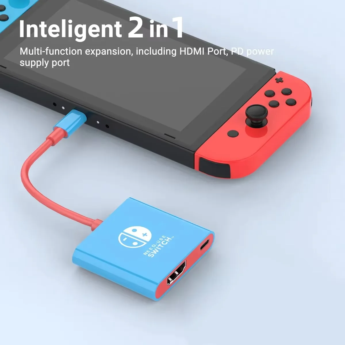 For Switch Use Docking Portable &Travel TV Connector Adapter HDMI 4K 30Hz PD 60W 2 in 1 USB C HUB Adapter
