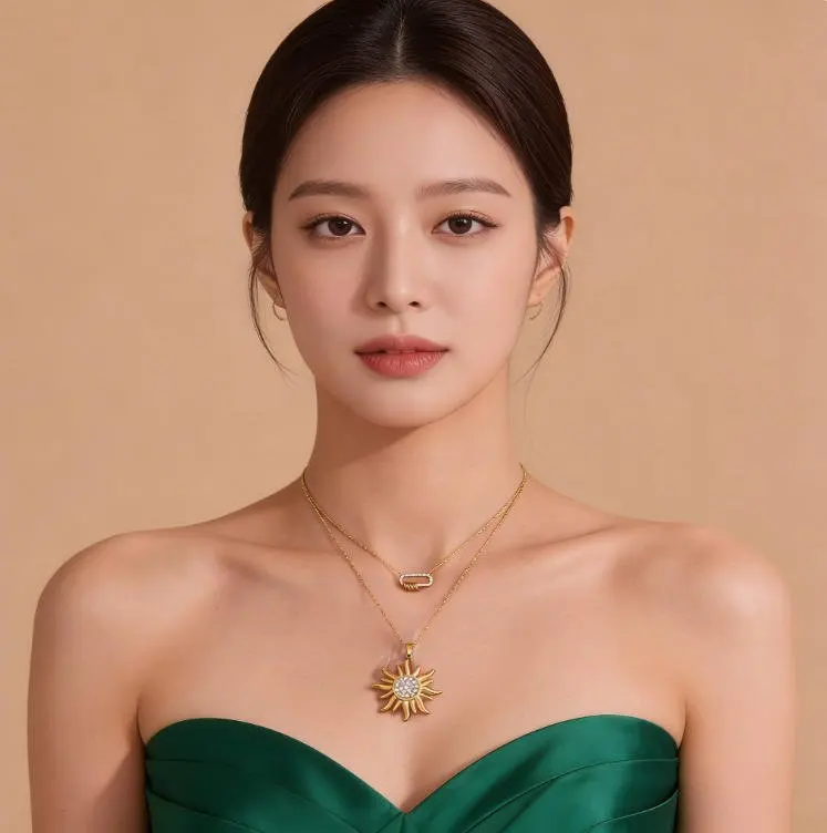18K Gold Plated Zircon Pendant Necklace