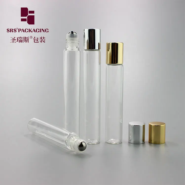 ストック製品クリア8ml 10ml空ガラス香水ロール金アルミキャップ