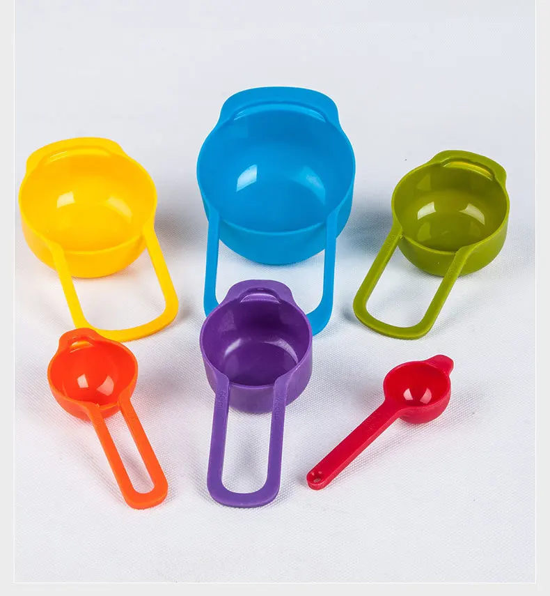 DIY Colored Plastic 6-piece Rainbow Measuring Cup and Spoon Set Combination  with Scale Measuring Spoon Baking Tool - AliExpress